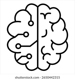 Brain Icon Line Vector Illustration