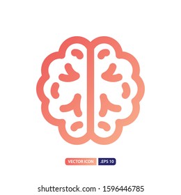 brain icon in lineal gradient style. Vector logo design template. Modern design icon, symbol, logo and illustration. Vector graphics illustration and editable stroke. Isolated on white background.
