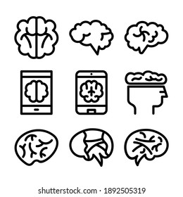icono cerebral o logotipo símbolo de señas aislado ilustración vectorial - Colección de iconos vectoriales de estilo negro de alta calidad
