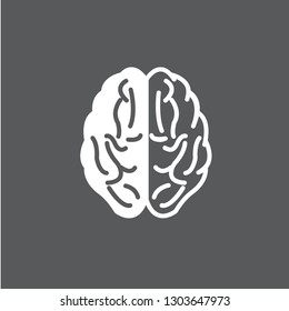 Brain icon, mind or intelligence line art icon for apps and websites. White brain icon on dark background.
