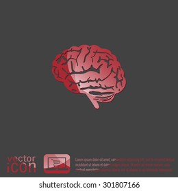 Brain icon. Mind and science