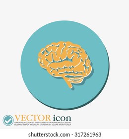 Brain icon. Mind and science