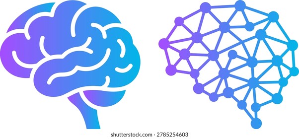 Brain icon and network structure symbolizing intelligence interconnected thoughts and cognition.