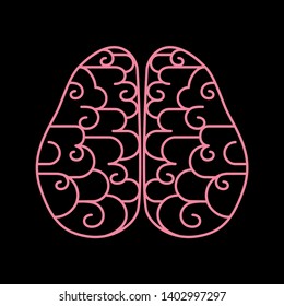 Brain icon on black background