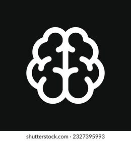 Brain Icon on Black Background. Line Style Vector