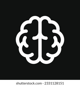 Brain Icon on Black Background. Line Style Vector