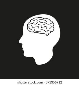 Brain  icon  on black background. Vector illustration.