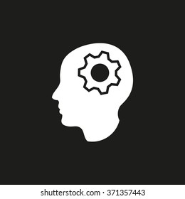 Brain  icon  on black background. Vector illustration.