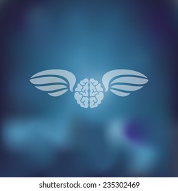 brain icon on blurred background