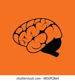 Brain icon. Orange background with black. Vector illustration.