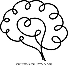 Brain icon, outline line art hand drawn sketch, simple and minimal vector symbol design illustration for abstract artwork