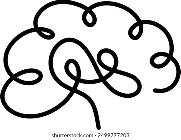 Brain icon, outline line art hand drawn sketch, simple and minimal vector symbol design illustration for abstract artwork