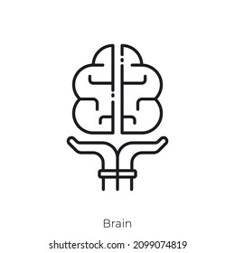 Icono de cerebro. Diseño de icono de estilo de esquema aislado en fondo blanco