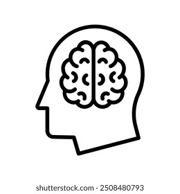 Icono del cerebro. Diseño de estilo de contorno aislado sobre fondo blanco