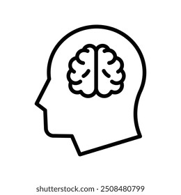 Icono del cerebro. Diseño de estilo de contorno aislado sobre fondo blanco