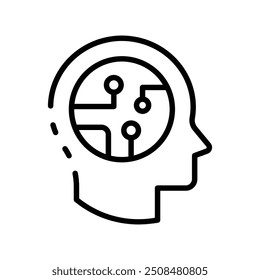 brain icon. Outline style design isolated on white background