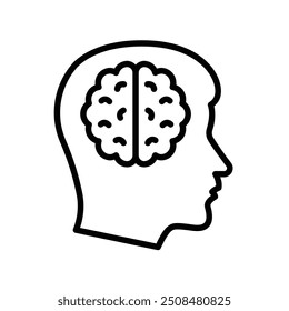 brain icon. Outline style design isolated on white background