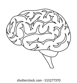 Brain icon in outline style isolated on white background. Organs symbol stock vector illustration.