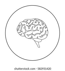 Brain icon in outline style isolated on white background. Organs symbol stock vector illustration.