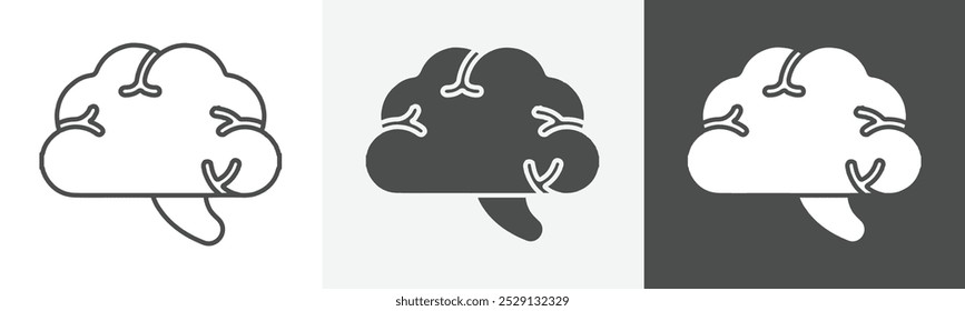 brain icon Outline symbol set