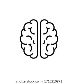 Brain Icon Outline Vector Illustration. Isolated On White Background