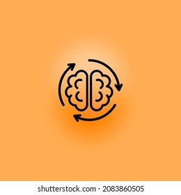 Brain icon over nice shadow effect illustration