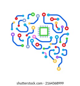 Brain icon Play and learn concept colorful elements background