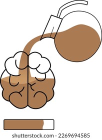 Icono cerebral con café que se vierte