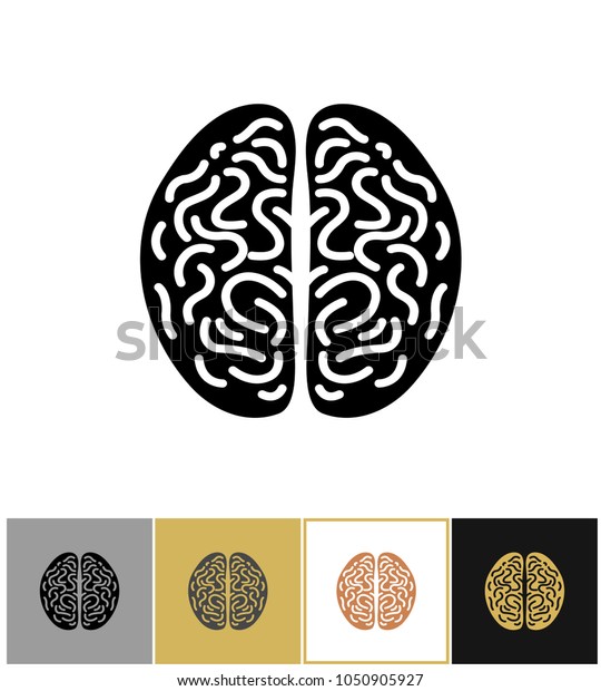 金 白黒の背景に脳のアイコン 心理知能のサイン またはセレブロの単純な知的シンボル ベクターイラスト のベクター画像素材 ロイヤリティフリー