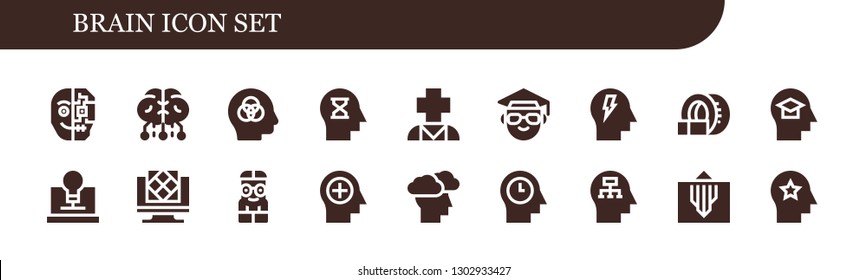  brain icon set. 18 filled brain icons.  Simple modern icons about  - Cyborg, Brain, Intelligence, Mind, Psychology, Scientist, Tomography, Creativity, Artificial intelligence