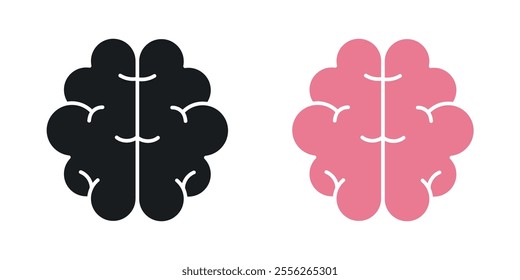 Brain icon set in black and colored versions.