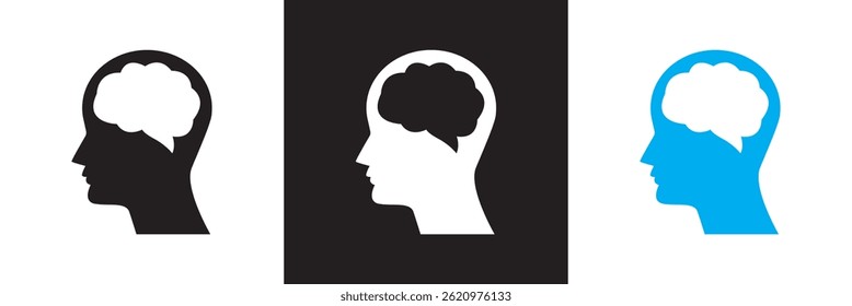 Brain icon set collection. Mental health awareness icon.  Vector for websites, mobile interfaces, presentations, banner, visual branding etc. Vector illustration. EPS 10