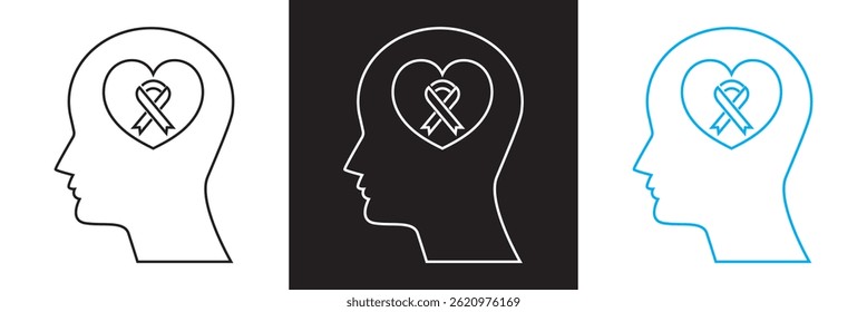 Brain icon set collection. Mental health awareness icon.  Vector for websites, mobile interfaces, presentations, banner, visual branding etc. Vector illustration. EPS 10