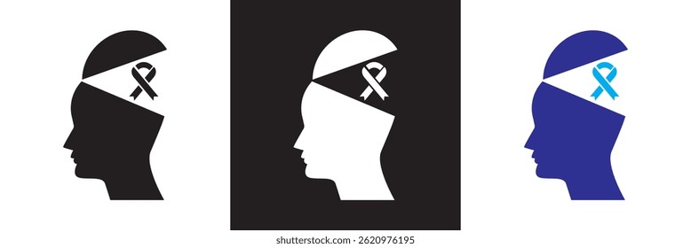 Brain icon set collection. Mental health awareness icon.  Vector for websites, mobile interfaces, presentations, banner, visual branding etc. Vector illustration. EPS 10