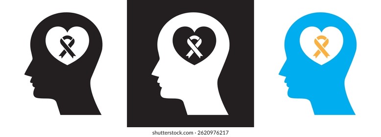 Brain icon set collection. Mental health awareness icon.  Vector for websites, mobile interfaces, presentations, banner, visual branding etc. Vector illustration. EPS 10