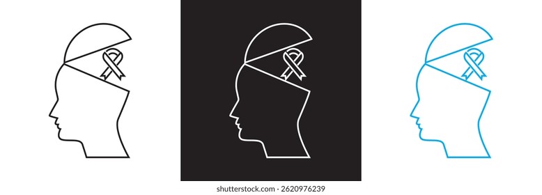 Brain icon set collection. Mental health awareness icon.  Vector for websites, mobile interfaces, presentations, banner, visual branding etc. Vector illustration. EPS 10