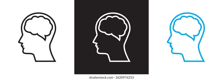 Brain icon set collection. Mental health awareness icon.  Vector for websites, mobile interfaces, presentations, banner, visual branding etc. Vector illustration. EPS 10