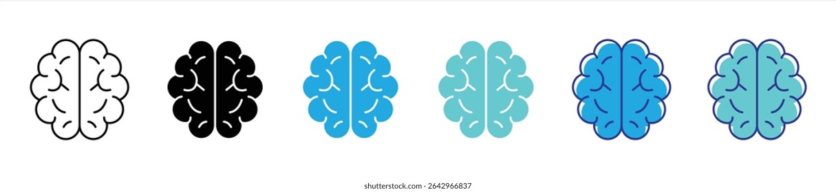 brain icon set. containing neuron nexus, brain depicting intelligence, creativity thin line and color style icon symbol sign for your app and web. vector illustration