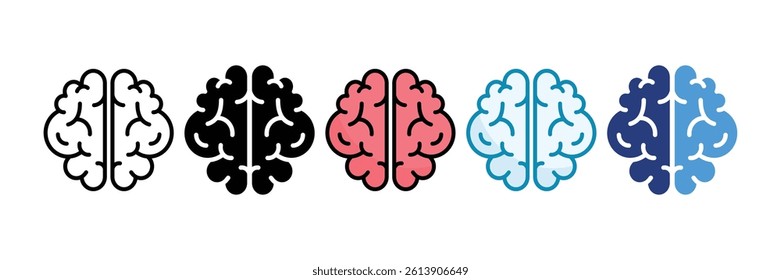 Brain Icon Set Multiple Style Collection
