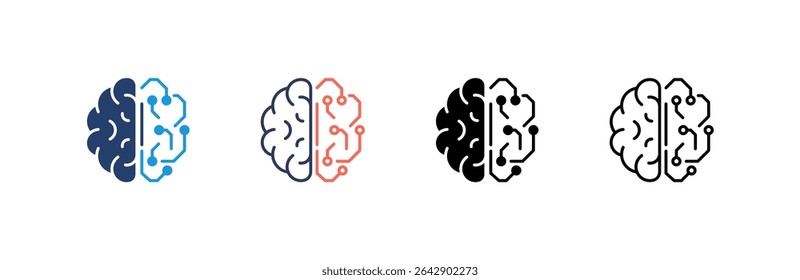 Brain Icon set multiple style collection
