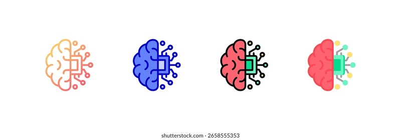 Ícone cerebral define coleção de vários estilos