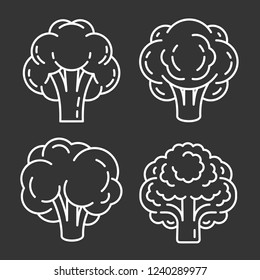 Brain icon set. Outline set of brain vector icons for web design isolated on gray background