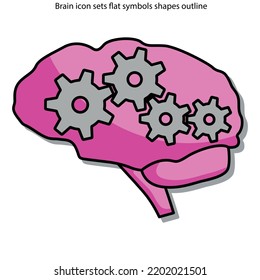 Brain icon sets flat symbols shapes outline