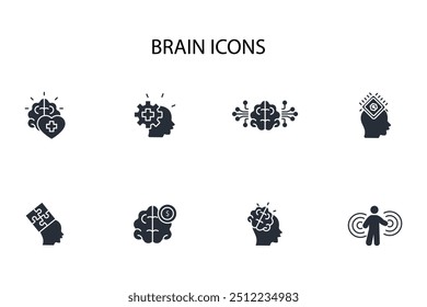 Gehirn-Symbol set.vector.Editable stroke.linear style Zeichen für die Verwendung Web-Design, logo.Symbol-Illustration.