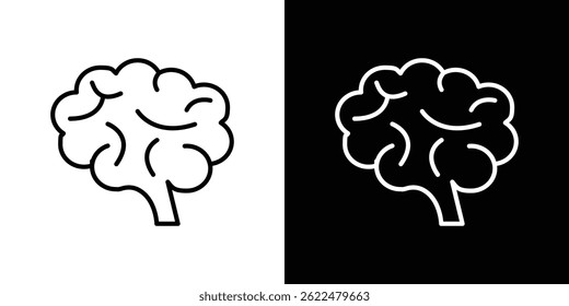 Brain icon shape graphic simple plain clipart symbol. thin line outline art