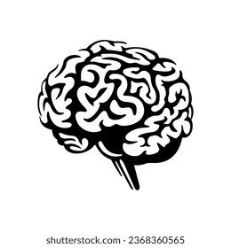 Brain icon sign black and white vector illustration