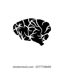 brain icon, simple flat style, pictogram logo symbol vector illustration, isolated on white for mobile app