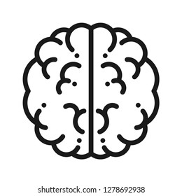 Brain icon. Simple line. Isolate on white background. Vector.