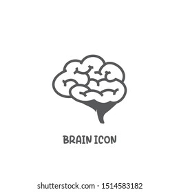 Brain icon simple silhouette flat style vector illustration on white background.