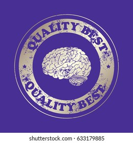 Brain icon.  Stamp with text. Quality  best
